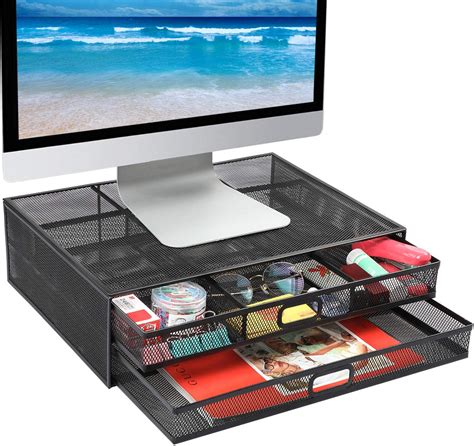 Monitor Stand Riser - Mesh Metal Desk Organizer PC, Laptop,Notebok ...