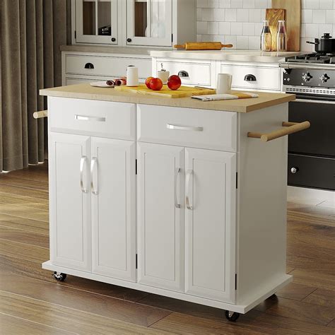 Kitchen Island with Storage on Wheels, Rolling Kitchen Island with Storage Drawers and Cabinets ...