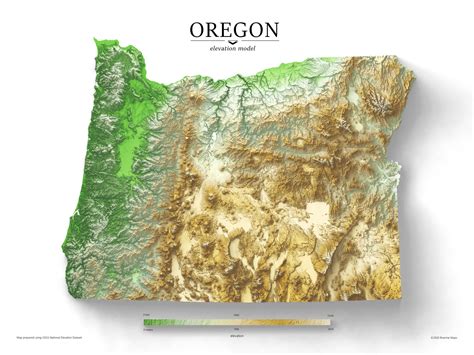 Elevation Map of Oregon [OC] : oregon