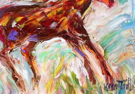 Mustang Horses painting, equine art original oil, on canvas palette knife impressionism fine art ...