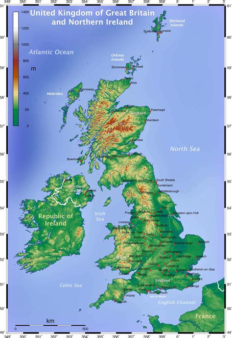 Topographic Map of the Uk • Mapsof.net