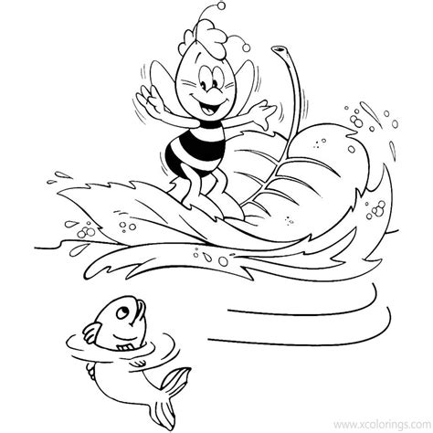 Maya The Bee Coloring Pages Willy and Fish - XColorings.com