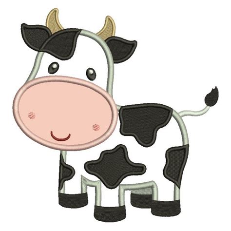 Cute Little Cow Applique Machine Embroidery Digitized Design Pattern ...