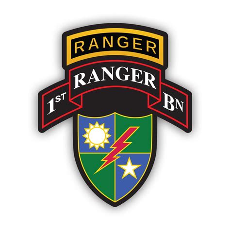 1st Ranger BN with 75th Ranger Regiment Insignia Sticker Decal - Self Adhesive Vinyl ...