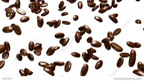 Coffee Beans Falling Down With Slow Motion Over White Stock Animation | 467941