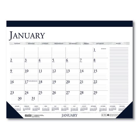 Recycled Two-Color Monthly Desk Pad Calendar with Notes Section, 22 x ...