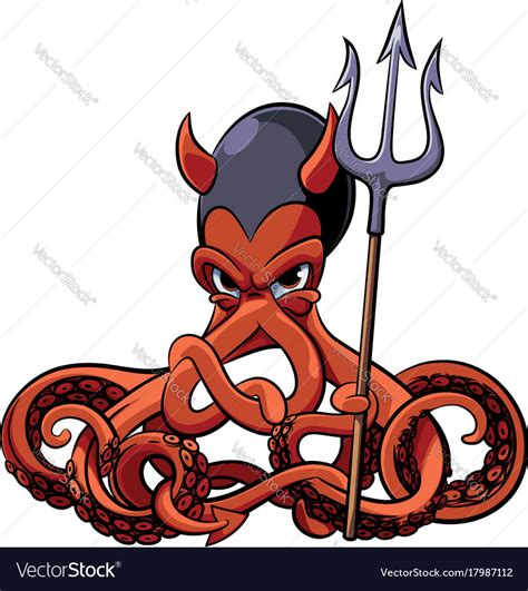 Octopus the devil Royalty Free Vector Image - VectorStock