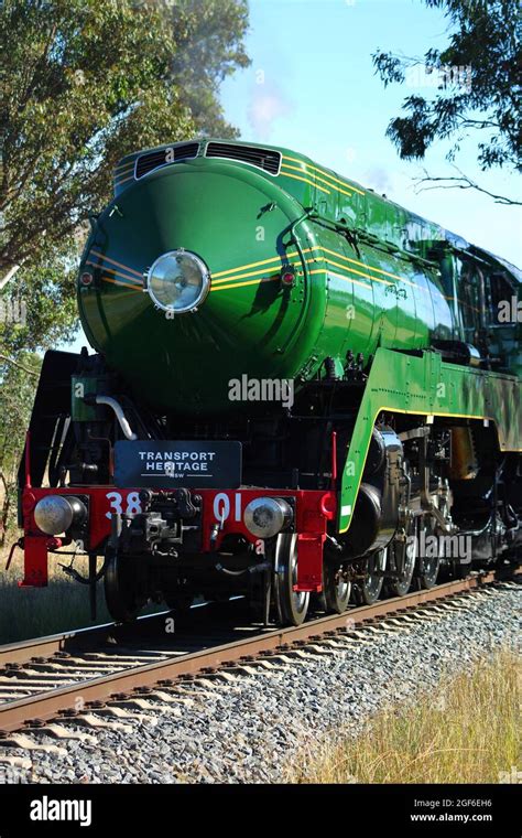 Locomotive #3801 - steam train, historical train leaving Albury, NSW, Australia Stock Photo - Alamy