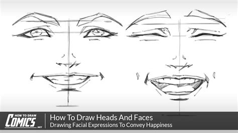 Drawing Facial Expressions: How to Draw Happy Face Expressions - YouTube