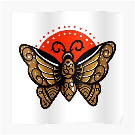 "gold butterfly traditional tattoo " Poster for Sale by DylanBatesArt ...