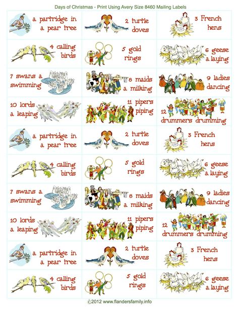 The Words To 12 Days Of Christmas Printable