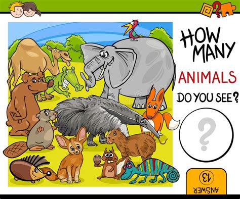 Count Animals Activity for Children Stock Vector - Illustration of ...