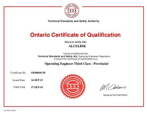 Certificate of Qualification Ontario | Certificate Of