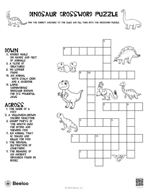 Dinosaur Crossword Puzzle • Beeloo Printable Crafts for Kids (vyRzkBnl8)