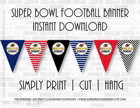 Printable SUPER BOWL party banner, Printable Tailgate Super Bowl Party ...