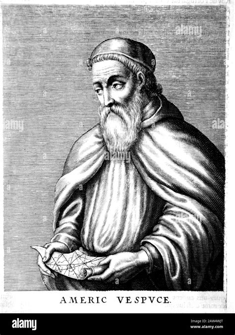 1500 ca , ITALY : The italian explorer AMERIGO VESPUCCI ( 1451 - 1512 ) , engraved portrait ...