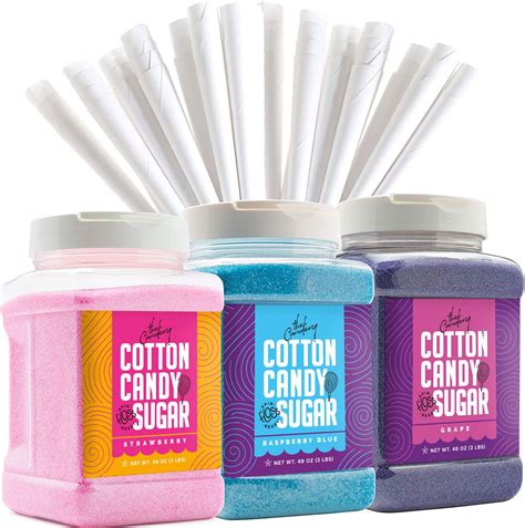 3-Pack Large (3 lb) Cotton Candy Floss Sugar With 100 Cones – The Candery