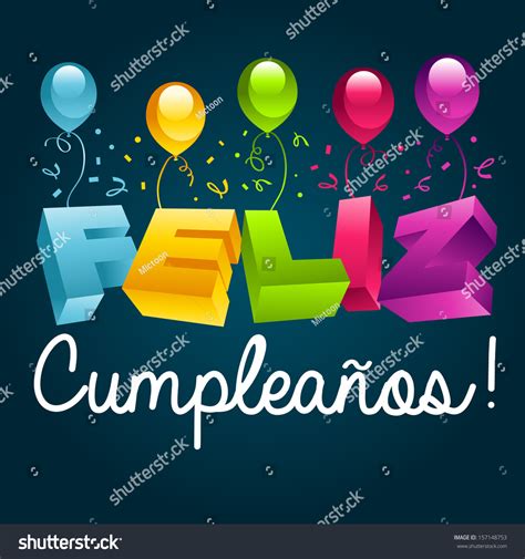 Happy Birthday Greeting Card Spanish Stock Illustration 157148753 ...