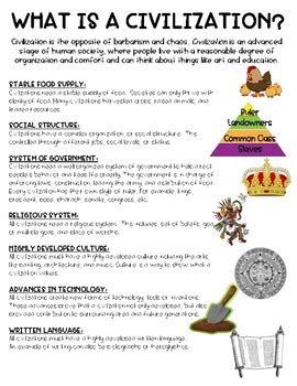 What Is A Civilization? Handout by the gg classroom | TpT