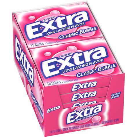 EXTRA Gum Classic Bubble Flavor, Sugarfree Chewing Gum, 15 Pieces, Pack ...