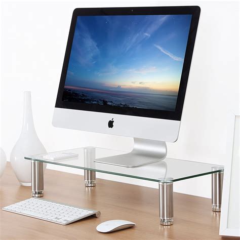 Fitueyes clear computer monitor riser 4.7'' high 23.6'' save space ...