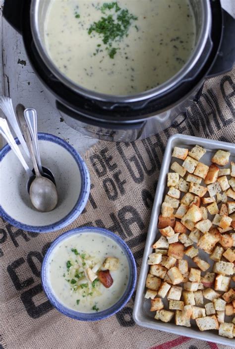 Instant Pot White Cheddar Potato Soup | A Bountiful Kitchen