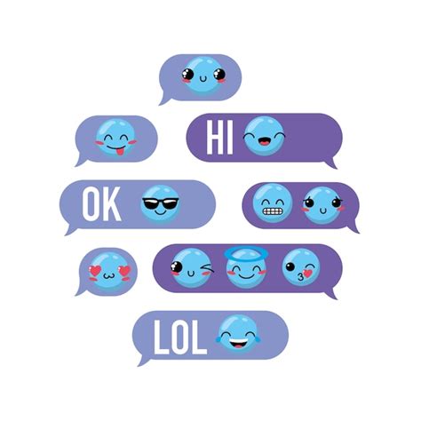 Premium Vector | Chat bubble message with kawaii emoji