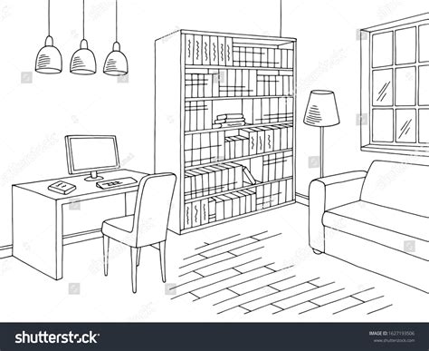 Library Interior Graphic Black White Sketch Stock Vector (Royalty Free) 1627193506 | Shutterstock