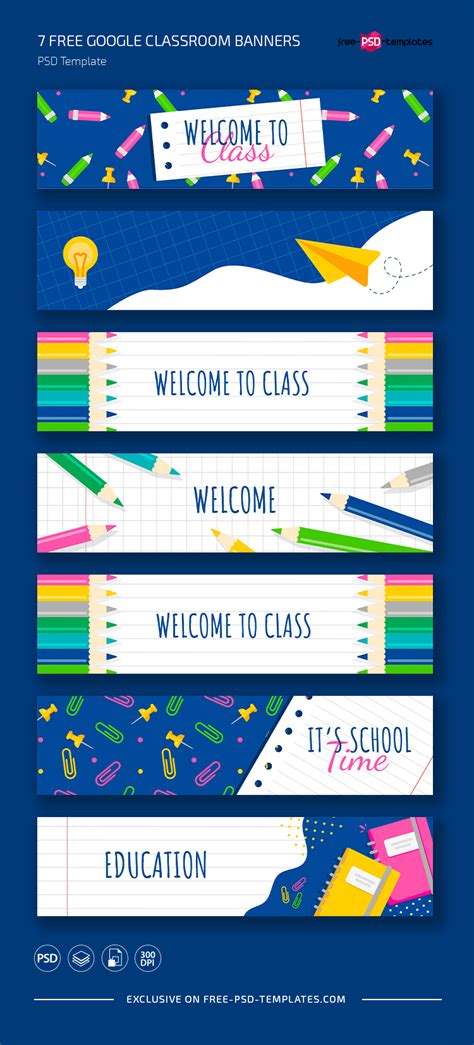 Free Education Google Classroom Banner Set – Free PSD Templates