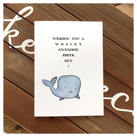 Whale Birthday Card // cute card, whale card, pun card, cute birthday ...