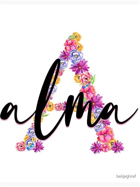 the word alme is surrounded by colorful flowers