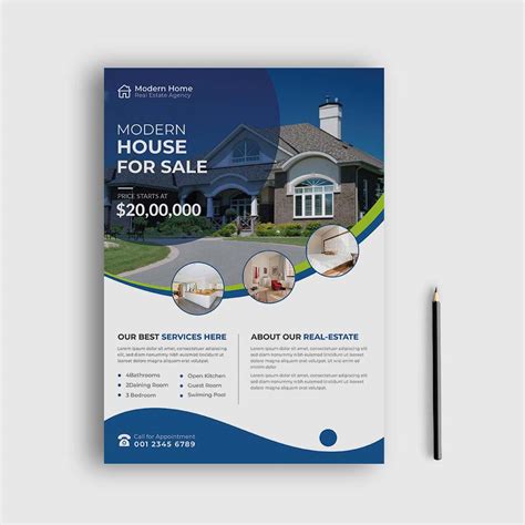 Real Estate Flyer Template Design, Modern Home Sale, Corporate Unique ...