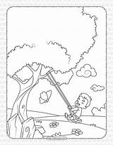 Printable Boy On A Swing Coloring Page  Pages Camping sketch template