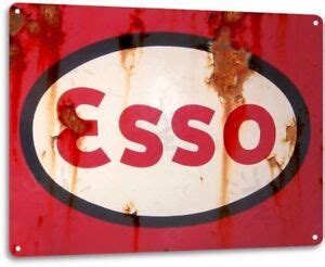 ESSO Logo Oil Gas Garage Shop Retro Vintage Rustic Wall Decor Metal Tin ...