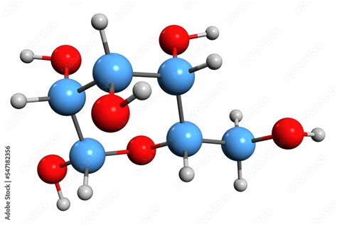 3D image of Mannose skeletal formula - molecular chemical structure of sugar monomer isolated on ...