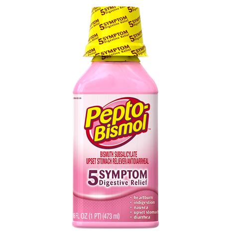 Pepto-Bismol Original Liquid 5 Symptom Medicine - Including Upset Stomach & Diarrhea Relief, 16 ...