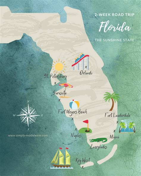 Road Trip Map Florida For Kids