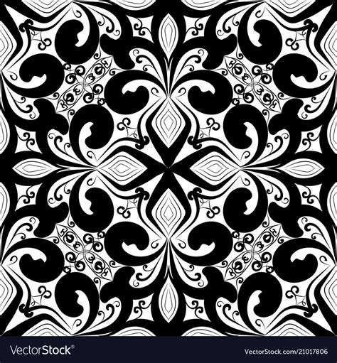 Floral black and white vintage seamless pattern Vector Image