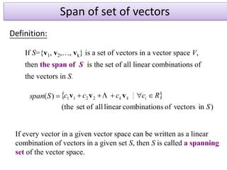 Vector Spaces,subspaces,Span,Basis | PPT