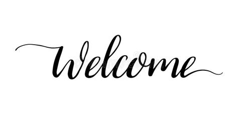 Welcome Calligraphy Text. Font for Sign of Home and Work. Lettering for ...