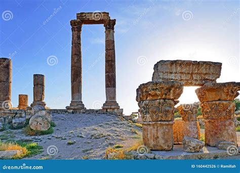 Scenic View Ruins of the Amman Citadel before Sunset Stock Photo - Image of attraction ...