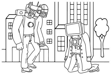 TV Man and Titan Cameraman Coloring Page - Free Printable Coloring Pages