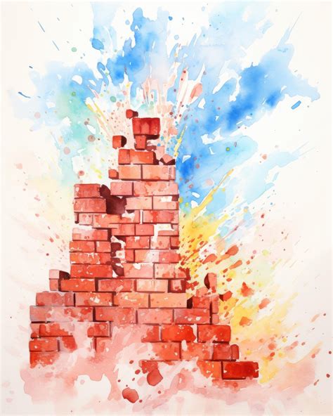 Premium AI Image | a watercolor painting of a brick wall with a red brick.