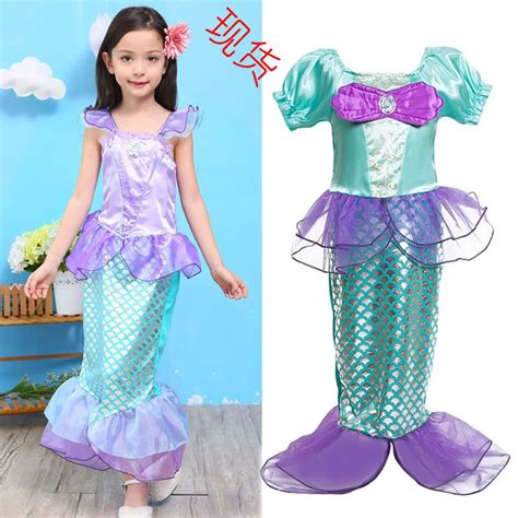 Baby Girls Princess Ariel Dress Child The Little Mermaid Ariel Princess ...