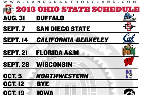 Printable Ohio State football schedule 2013 - Land-Grant Holy Land