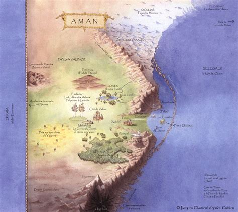 Map of Aman by Jacques Calvreul | Carte de la terre du milieu, Carte, Carte terre