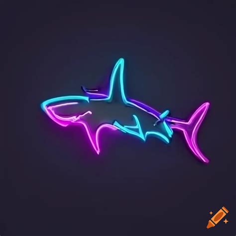 Neon cyberpunk shark logo