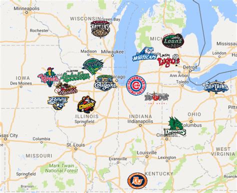 Midwest League Map | Teams | Logos - Sport League Maps