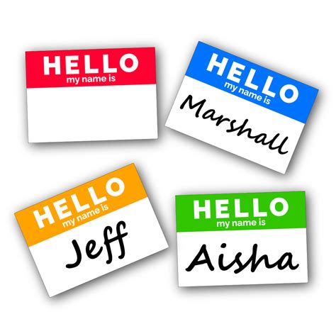 Colourful Name Tag Labels, Hello my name is stickers 68mm x 48mm ...