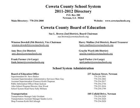 Directory - Coweta County School System | Newnan, GA